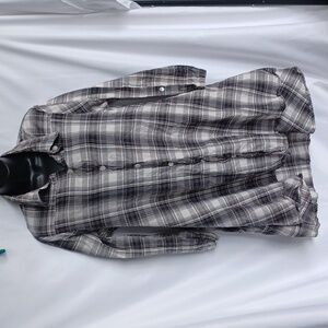 TULIP Alexandria Tunic Shirt Plaid Buttoned Front Pockets Cotton Sz S